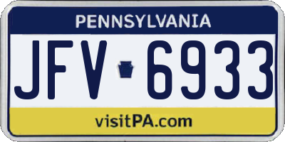 PA license plate JFV6933