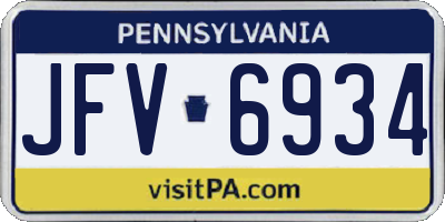 PA license plate JFV6934
