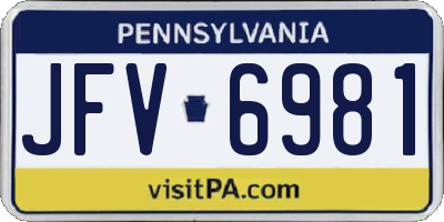 PA license plate JFV6981