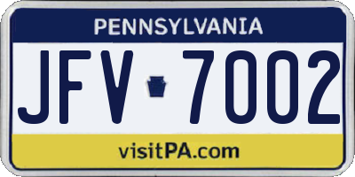 PA license plate JFV7002