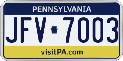PA license plate JFV7003
