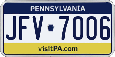 PA license plate JFV7006