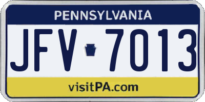 PA license plate JFV7013