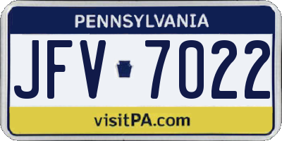 PA license plate JFV7022