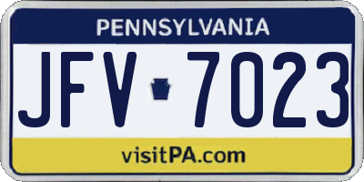 PA license plate JFV7023
