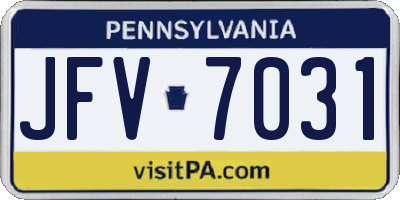 PA license plate JFV7031