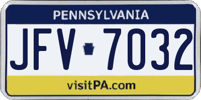 PA license plate JFV7032