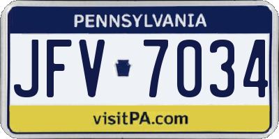 PA license plate JFV7034