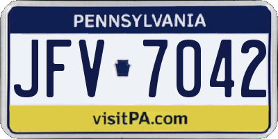 PA license plate JFV7042
