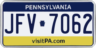 PA license plate JFV7062