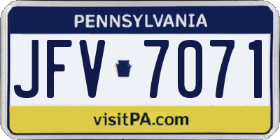 PA license plate JFV7071