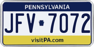 PA license plate JFV7072