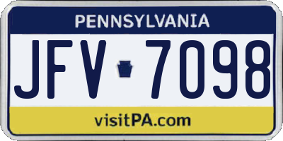 PA license plate JFV7098