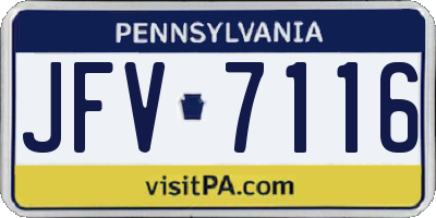 PA license plate JFV7116