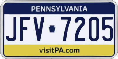 PA license plate JFV7205