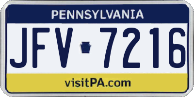 PA license plate JFV7216