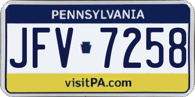 PA license plate JFV7258
