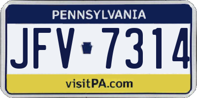 PA license plate JFV7314