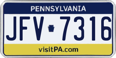 PA license plate JFV7316