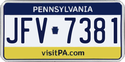 PA license plate JFV7381