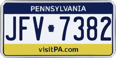 PA license plate JFV7382