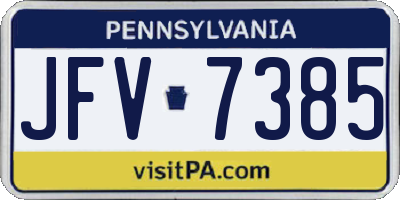PA license plate JFV7385