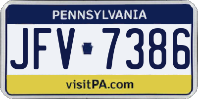 PA license plate JFV7386