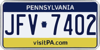 PA license plate JFV7402