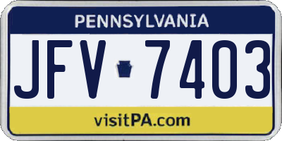 PA license plate JFV7403