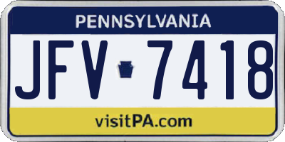 PA license plate JFV7418