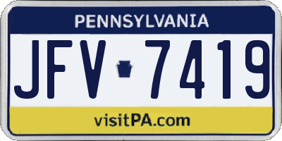 PA license plate JFV7419