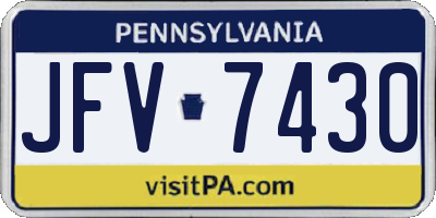 PA license plate JFV7430