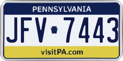 PA license plate JFV7443