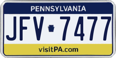 PA license plate JFV7477