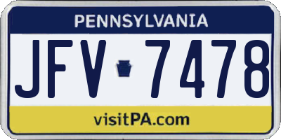 PA license plate JFV7478