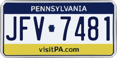 PA license plate JFV7481