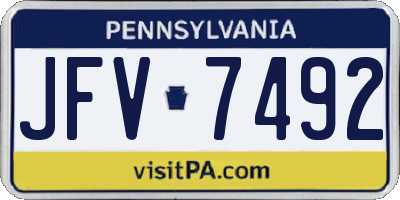 PA license plate JFV7492