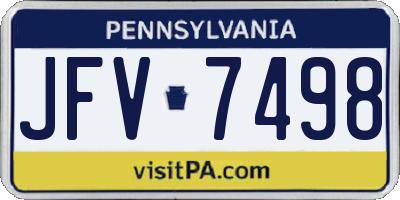 PA license plate JFV7498