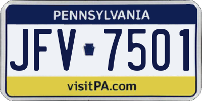 PA license plate JFV7501