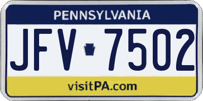 PA license plate JFV7502