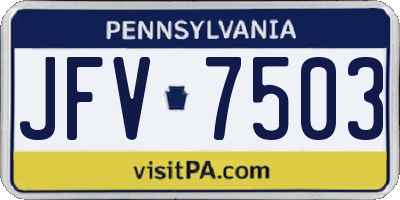 PA license plate JFV7503