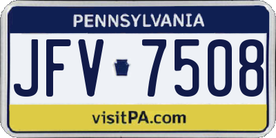 PA license plate JFV7508
