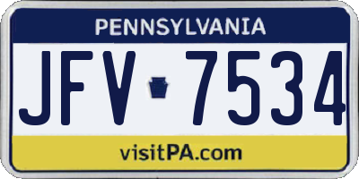 PA license plate JFV7534