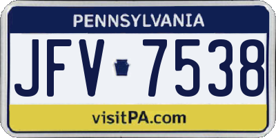 PA license plate JFV7538