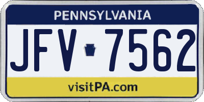 PA license plate JFV7562