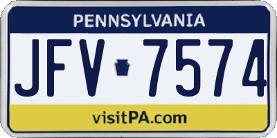 PA license plate JFV7574