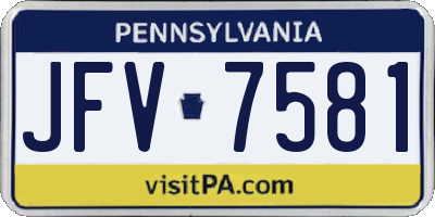 PA license plate JFV7581