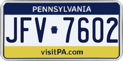 PA license plate JFV7602