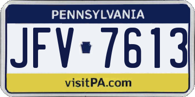 PA license plate JFV7613