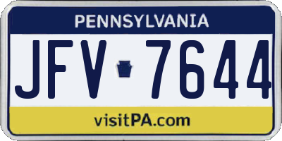 PA license plate JFV7644